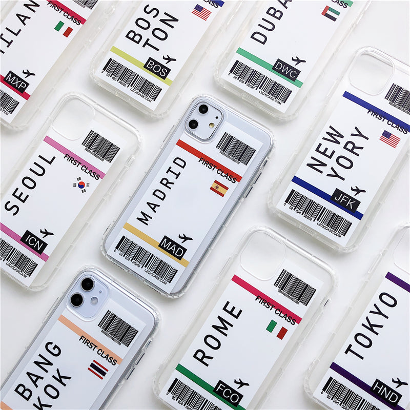 BOSTON BOS “FIRST CLASS” AIRPLANE TICKET IPHONE 13 CASE