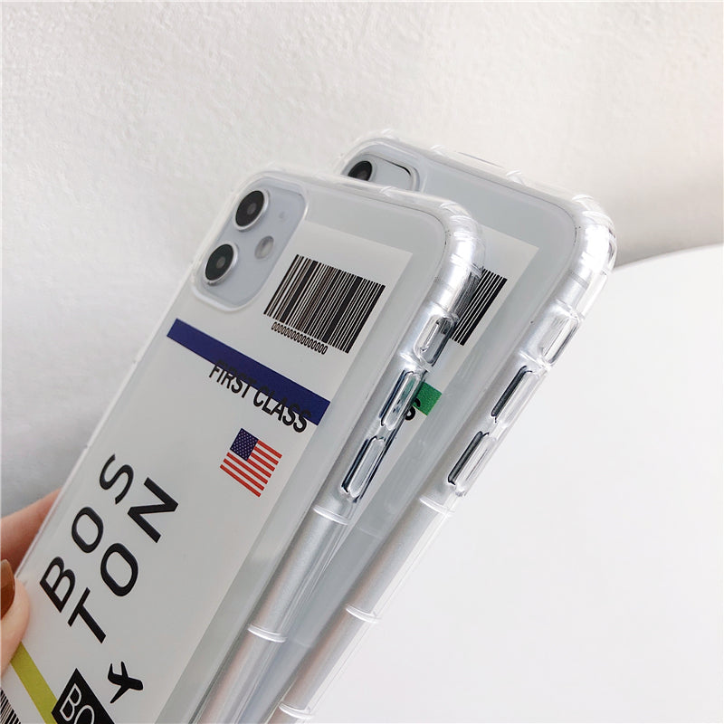 BOSTON BOS “FIRST CLASS” AIRPLANE TICKET IPHONE 13 CASE