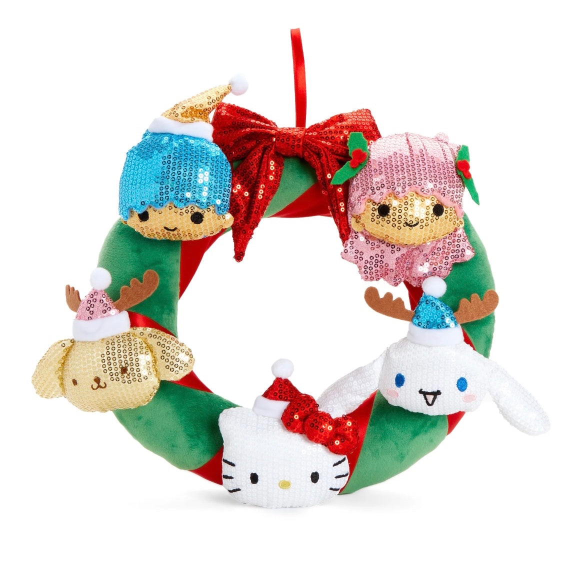 Holiday Sequin Hello Kitty
& Friends Wreath