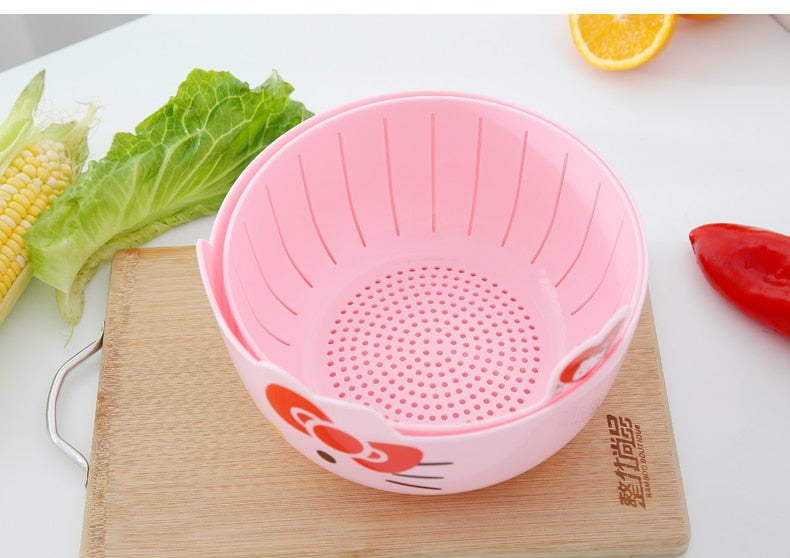 HELLO KITTY DOUBLE LAYER FRUIT VEGETABLE STRAINER