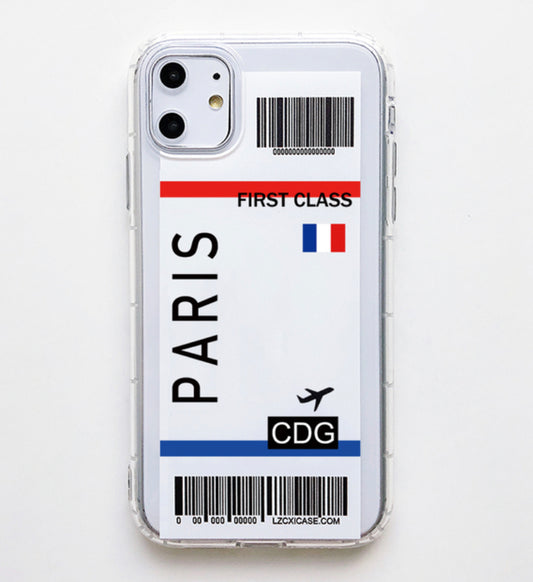 PARIS CDG “FIRST CLASS” AIRPLANE TICKET IPHONE 13 CASE