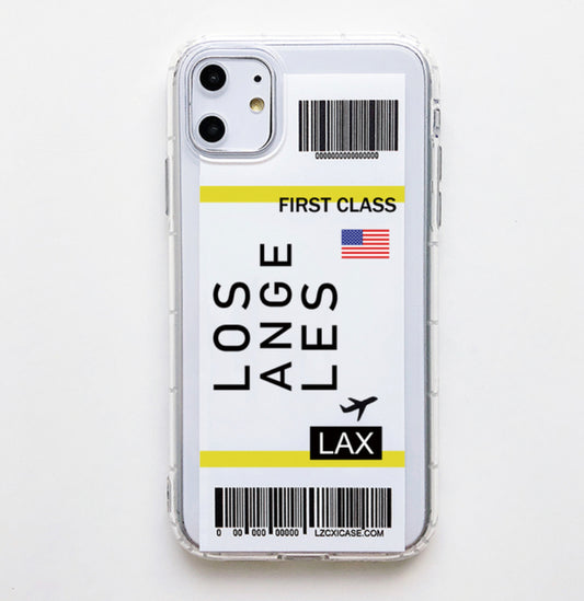 LAX LOS ANGELES “FIRST CLASS” AIRPLANE TICKET IPHONE 13 CASE