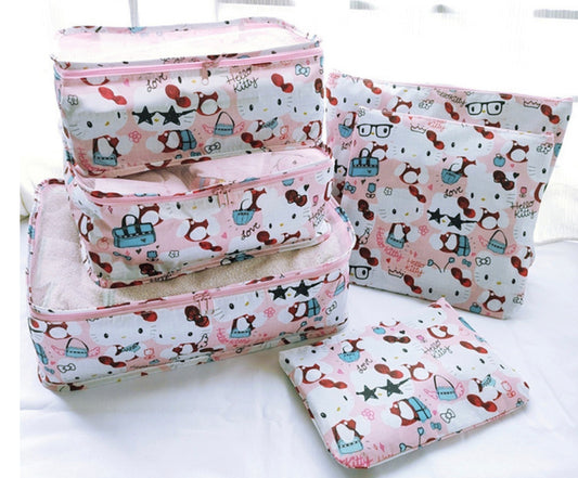 HELLO KITTY 6 PC TRAVEL PACKING CUBE SET